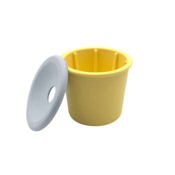 Fiboo - Kubek na karme mokrą dla psa do wylizywania Snack Fibeek Żółty  + przykrywka z otworem na smaczki