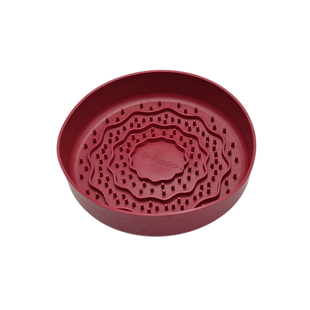 Fiboo - Lick Fiboowl 2w1 – Miska Spowalniająca i Mata do Lizania dla Psów i Kotów | Ø 19 cm | Bordowa | Antypoślizgowa