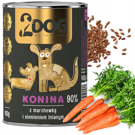 2DOG Mokra karma dla psa konina z siemieniem 800g MONOPROTEINOWA HIPOALERGICZNA