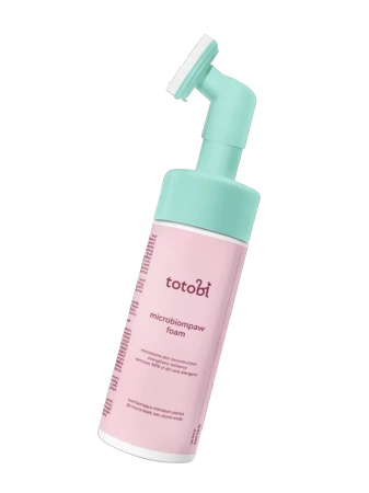 Totobi Microbiompaw Foam - wzmacniająca mikrobiom pianka do mycia łapek, bez użycia wody z silikonową szczoteczką dla psa i kota, 200 ml