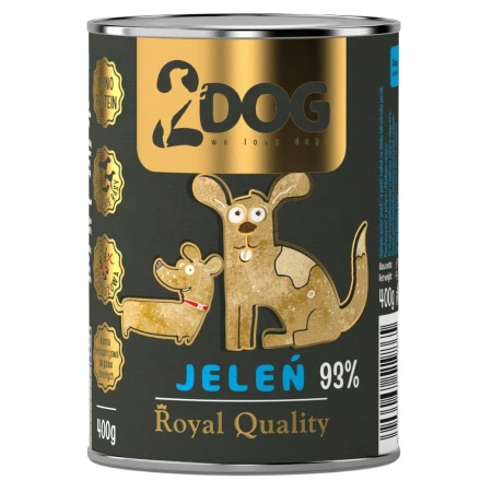 2DOG ROYAL QUALITY Mokra karma dla psa 93% jeleń 400g MONOPROTEINOWA HIPOALERGICZNA