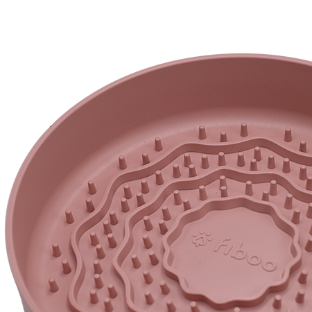 Fiboo - Lick Fiboowl 2w1 – Miska Spowalniająca i Mata do Lizania dla Psów i Kotów | Ø 19 cm | Różowa | Antypoślizgowa 