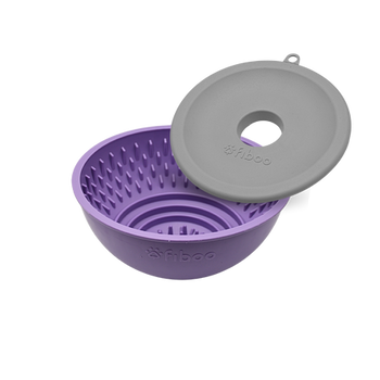 Fiboo - Flip Fiboowl 2w1 z Pokrywką – Dwustronna miska i Mata do Lizania w Jednym | Ø 17 cm | Fioletowa