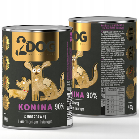 2DOG Mokra karma dla psa konina z siemieniem 800g MONOPROTEINOWA HIPOALERGICZNA