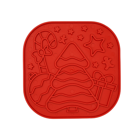 Fiboo - Mata do lizania dla psa Lollipop XMAS czerwona świąteczna 