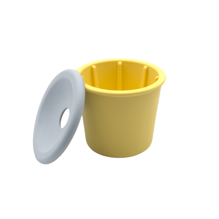 Fiboo - Kubek na karme mokrą dla psa do wylizywania Snack Fibeek Żółty  + przykrywka z otworem na smaczki