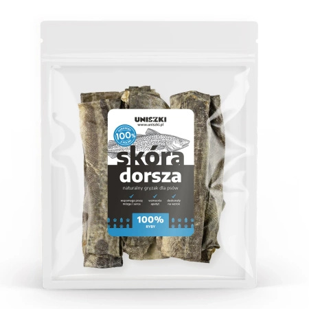 Uniszki Skóra płaska z dorsza dla psa - 100g