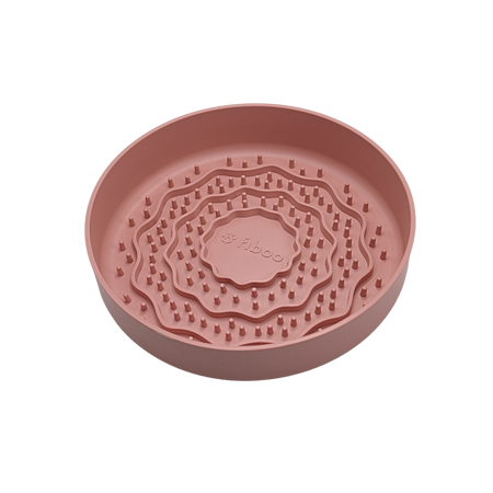 Fiboo - Lick Fiboowl 2w1 – Miska Spowalniająca i Mata do Lizania dla Psów i Kotów | Ø 19 cm | Różowa | Antypoślizgowa 