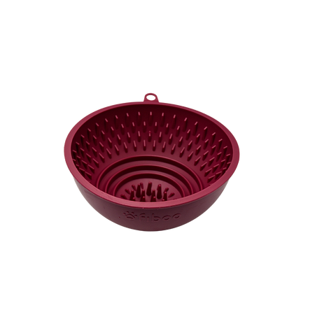 Fiboo - Flip Fiboowl 2w1 z Pokrywką – Dwustronna miska i Mata do Lizania w Jednym | Ø 17 cm | Bordowa