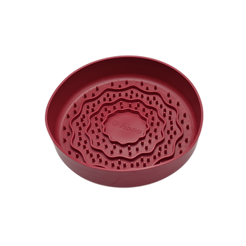 Fiboo - Lick Fiboowl 2w1 – Miska Spowalniająca i Mata do Lizania dla Psów i Kotów | Ø 19 cm | Bordowa | Antypoślizgowa