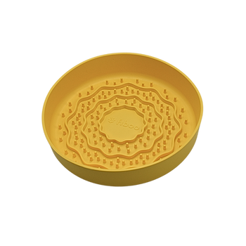 Fiboo - Lick Fiboowl 2w1 – Miska Spowalniająca i Mata do Lizania dla Psów i Kotów | Ø 19 cm | Żółta | Antypoślizgowa