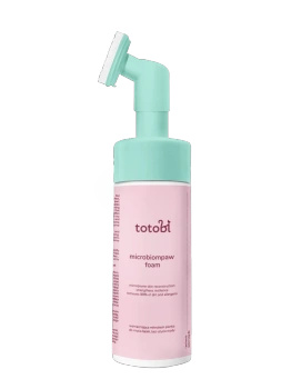 Totobi Microbiompaw Foam - wzmacniająca mikrobiom pianka do mycia łapek, bez użycia wody z silikonową szczoteczką dla psa i kota, 200 ml