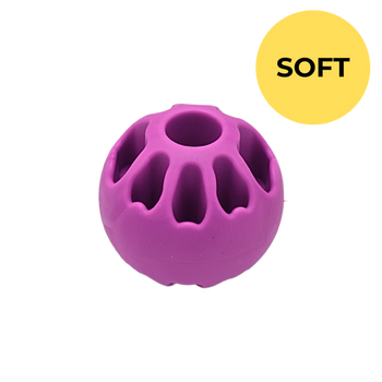 Fiboo - Piłka na smaczki dla psa Snack Fibooll Jumbo SOFT fioletowy neon ⌀8 cm