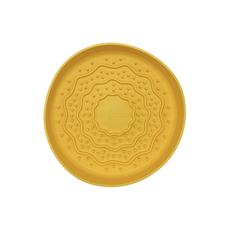 Fiboo - Lick Fiboowl 2w1 – Miska Spowalniająca i Mata do Lizania dla Psów i Kotów | Ø 19 cm | Żółta | Antypoślizgowa 