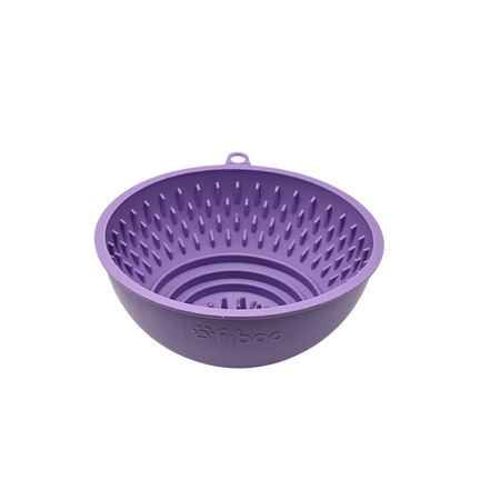 Fiboo - Flip Fiboowl 2w1 z Pokrywką – Dwustronna miska i Mata do Lizania w Jednym | Ø 17 cm | Fioletowa
