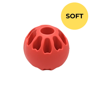 Fiboo - Piłka na smaczki dla psa Snack Fibooll Jumbo SOFT koralowa ⌀8 cm