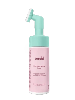 Totobi Microbiompaw Foam - wzmacniająca mikrobiom pianka do mycia łapek, bez użycia wody z silikonową szczoteczką dla psa i kota, 200 ml