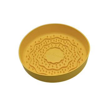 Fiboo - Lick Fiboowl 2w1 – Miska Spowalniająca i Mata do Lizania dla Psów i Kotów | Ø 19 cm | Żółta | Antypoślizgowa 