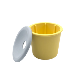 Fiboo - Kubek na karme mokrą dla psa do wylizywania Snack Fibeek Żółty  + przykrywka z otworem na smaczki