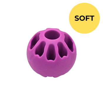 Fiboo - Piłka na smaczki dla psa Snack Fibooll Jumbo SOFT fioletowy neon ⌀8 cm