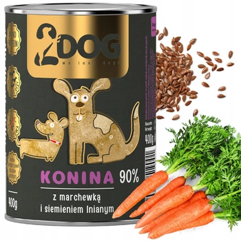 2DOG Mokra karma dla psa konina z siemieniem 400g MONOPROTEINOWA HIPOALERGICZNA