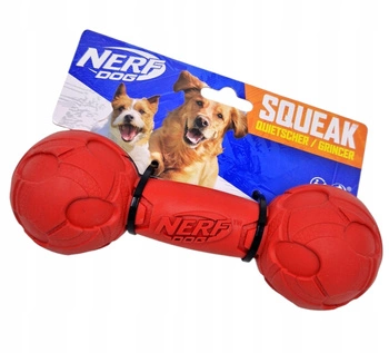 Gumowa kość dla psa Nerf Dog 17cm piszcząca zabawka czerwona