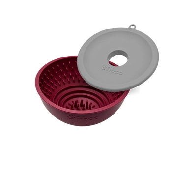 Fiboo - Flip Fiboowl 2w1 z Pokrywką – Dwustronna miska i Mata do Lizania w Jednym | Ø 17 cm | Bordowa