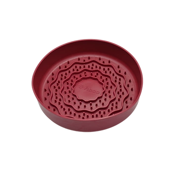 Fiboo - Lick Fiboowl 2w1 – Miska Spowalniająca i Mata do Lizania dla Psów i Kotów | Ø 19 cm | Bordowa | Antypoślizgowa 